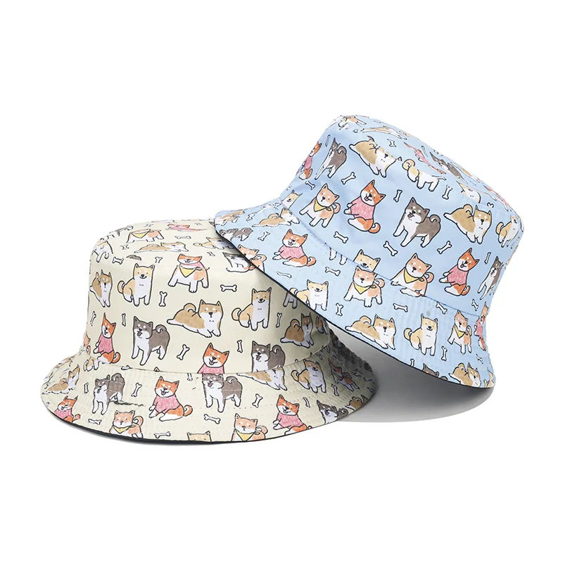 

2023 Four Seasons Cotton Cartoon Animal Print Bucket Hat Fisherman Hat Outdoor Travel Sun Cap For Child Boy and Girl 73