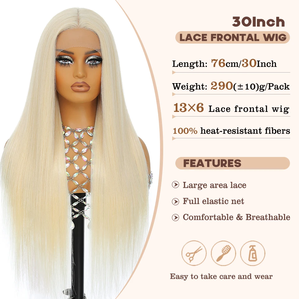 Парик фронта шнурка HD 30-дюймовая полоска 13X6 Парик шнурка Предварительно выщипанные бесклеевые синтетические термостойкие длинные прямые черные парики с омбре