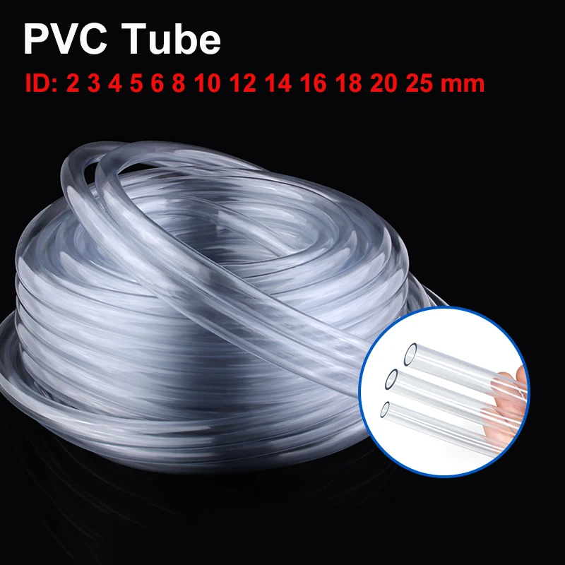 1/2/5m Transparent PVC Plastic Hoses  2 3 4 5 6 8 10 12 14 16 18 20 25mm Inner Diameter High Quality Water Plumbing Tube Hose