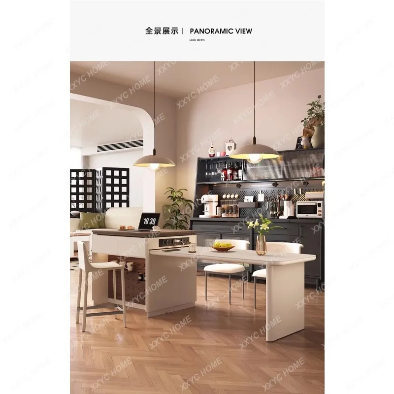 HHIsland dining table integrated household retractable small apartment medieval style high-end inverting cabinet
