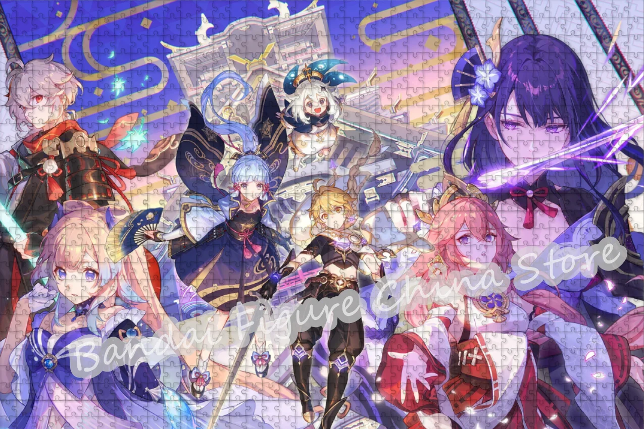 Puzzles d'impression vidéo de jeu Genshin Impact 108/200/300/500/1000 pièces, jouets de décompression pour adultes, cadeaux