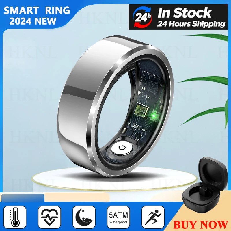 

New Smart Ring 2024 Men Women Health Detection Heart Rate Blood Oxygen Sleep Monitor Sports Tracker IP68 Waterproof Big Battery