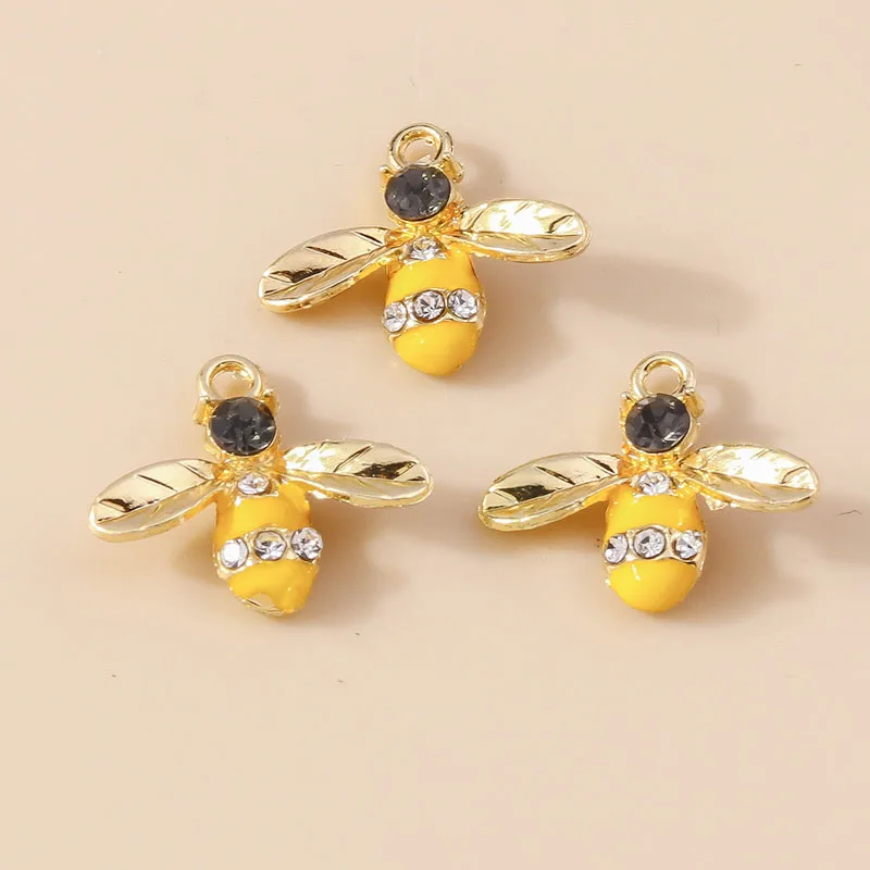 Leslie 20 Stück Emaille-Anhänger, 15 x 19 mm, niedliche Honigbienen-Anhänger für die Schmuckherstellung, Damen-Ohrringe, Armband, Halskette, DIY – Detail 12