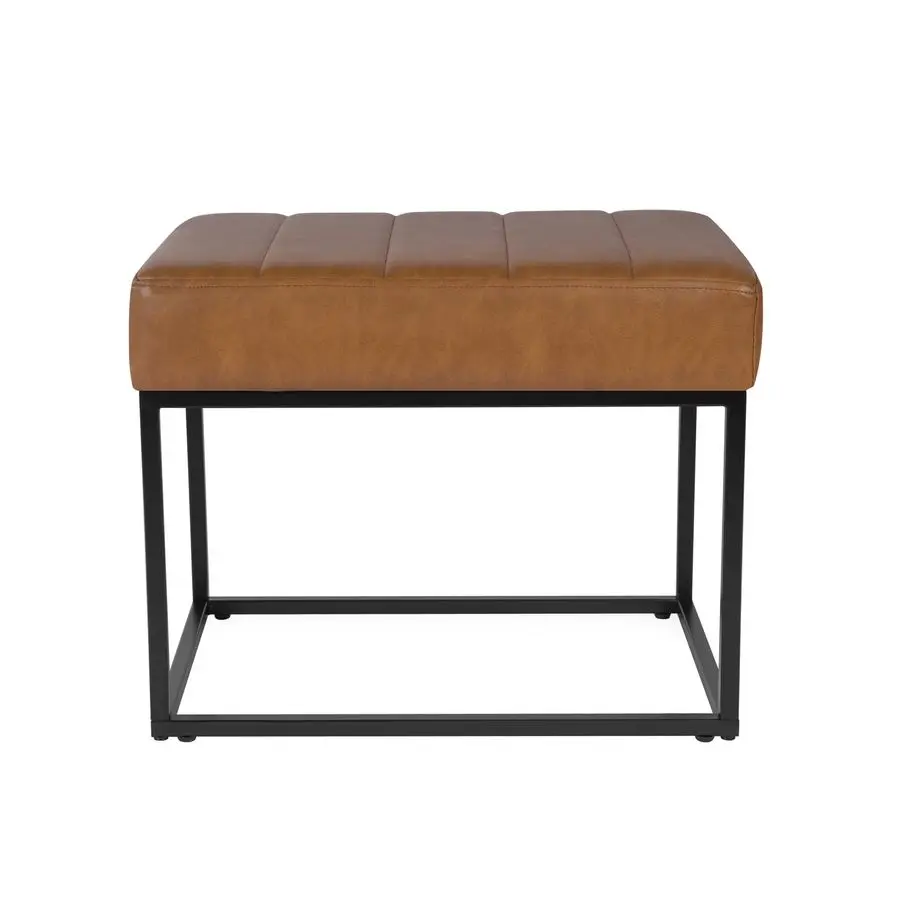 

Theodore Channel Tufted Small Ottoman Carmel Faux Leather