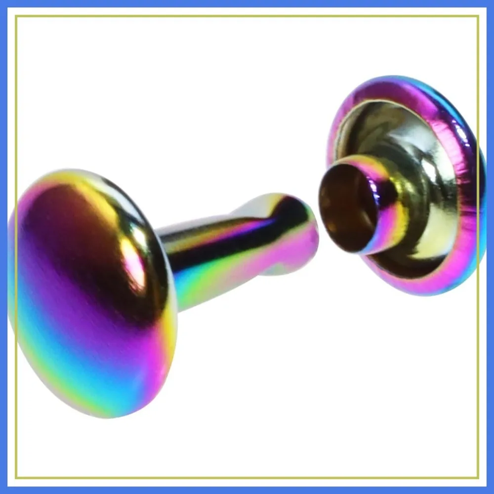 

Rainbow Metallic Leather Rivets Double Cap 8mm Snaps for Shoes Bags Clothes Crafts (30 Sets)