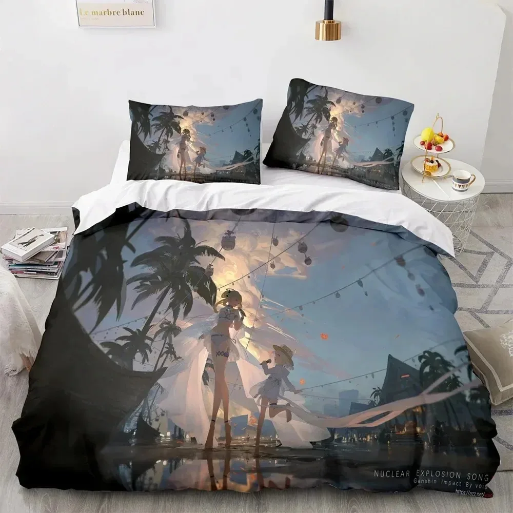 

Game Genshin Impact Bedding Set 3D Printed Suitable for Bedroom Duvet Cover Set With Pillowcases Kids Home Textile