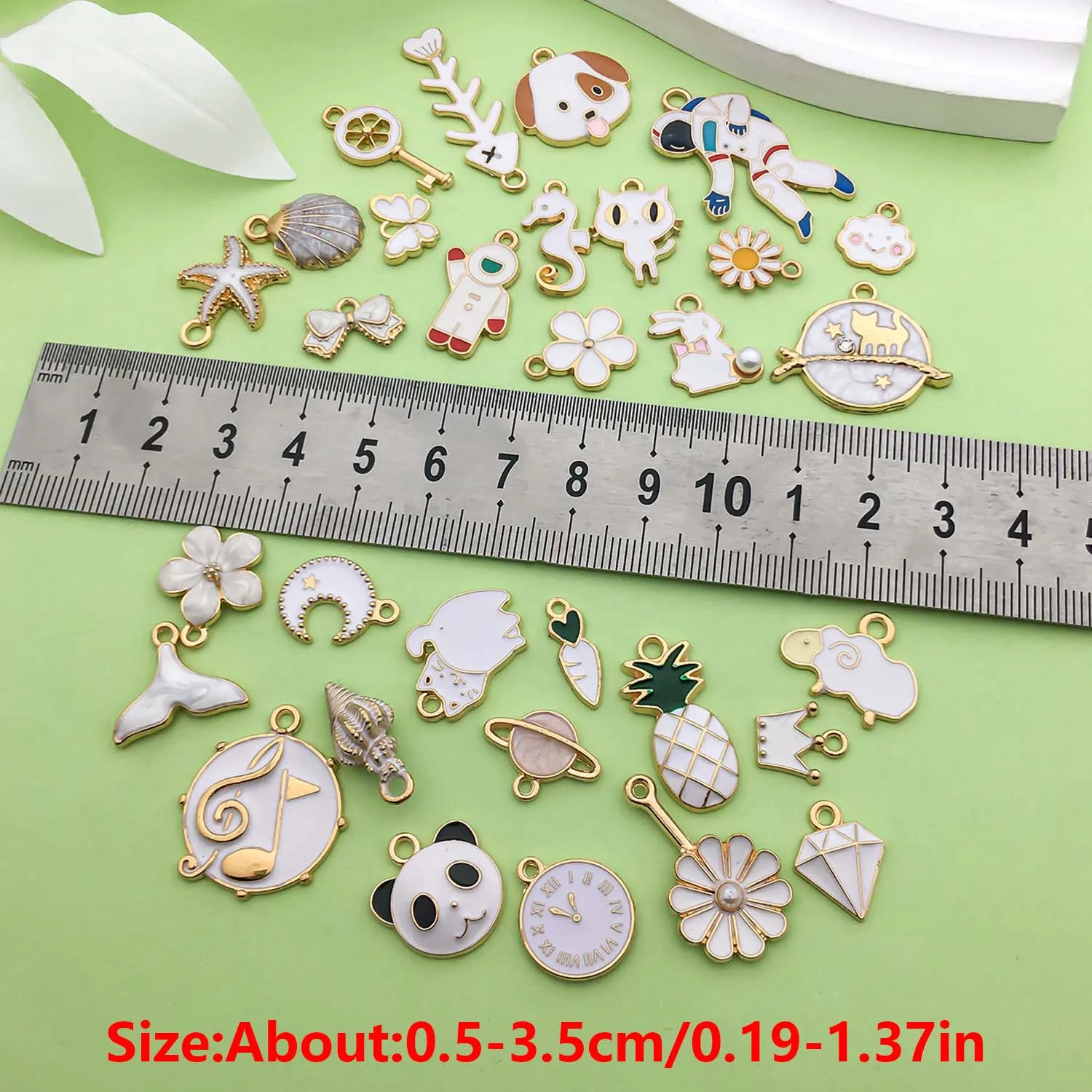 5/30pcs White Enamel Charms Alloy Butterflies, Marine Life, Flowers, Fruits, Animal Pendants for DIY Jewelry Making Accessories