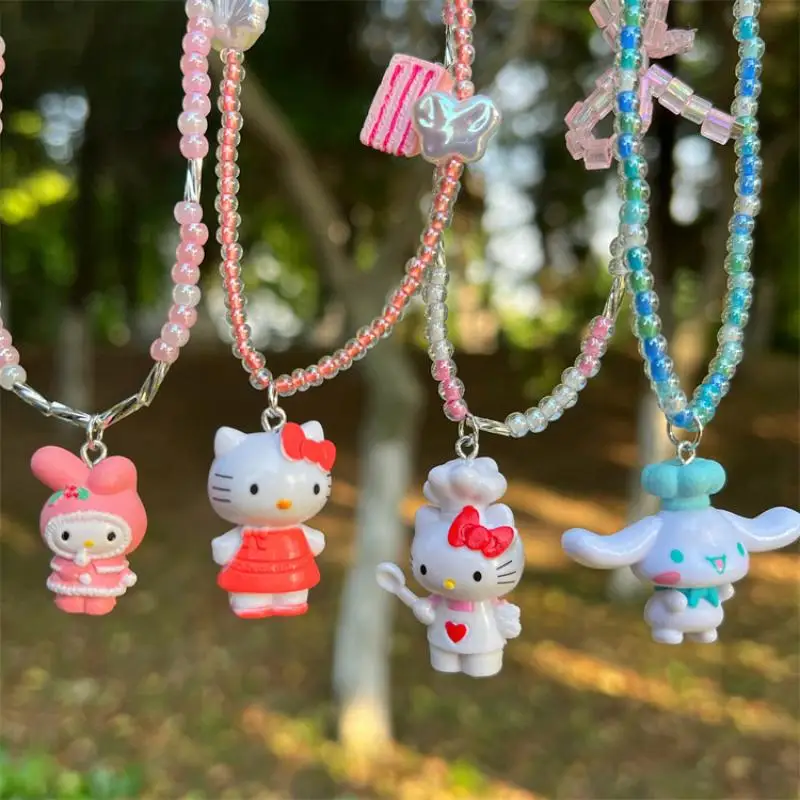 Kawaii sanrio hallo kitty cinna moroll anime karikatur perlenkette meine melodie zubehör kinder freunde dekorative geschenke