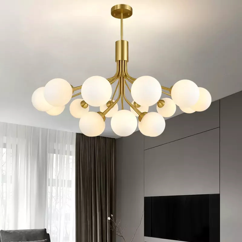 Nordic glass ball chandelier Led Gold Luxury Bedroom Kitchen Lamp Magic Bean Apiales Chandeliers For Dining room cafe lighting