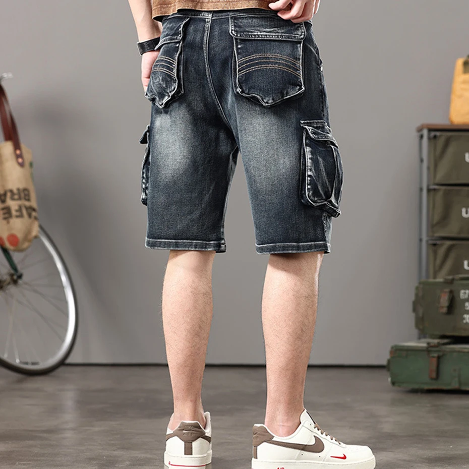 Plus Szie 44 Denim Shorts Men Summer Jeans Shorts Baggy Cargo Shorts Fashion Streetwear Short Pants Male Big Size