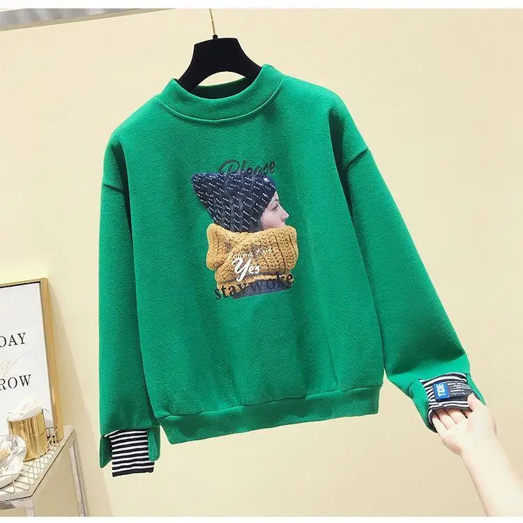 Conjunto de ropa deportiva de dos piezas para mujer, nuevo traje de lana de invierno, sudadera de tendencia juvenil y pantalones largos, conjunto informal