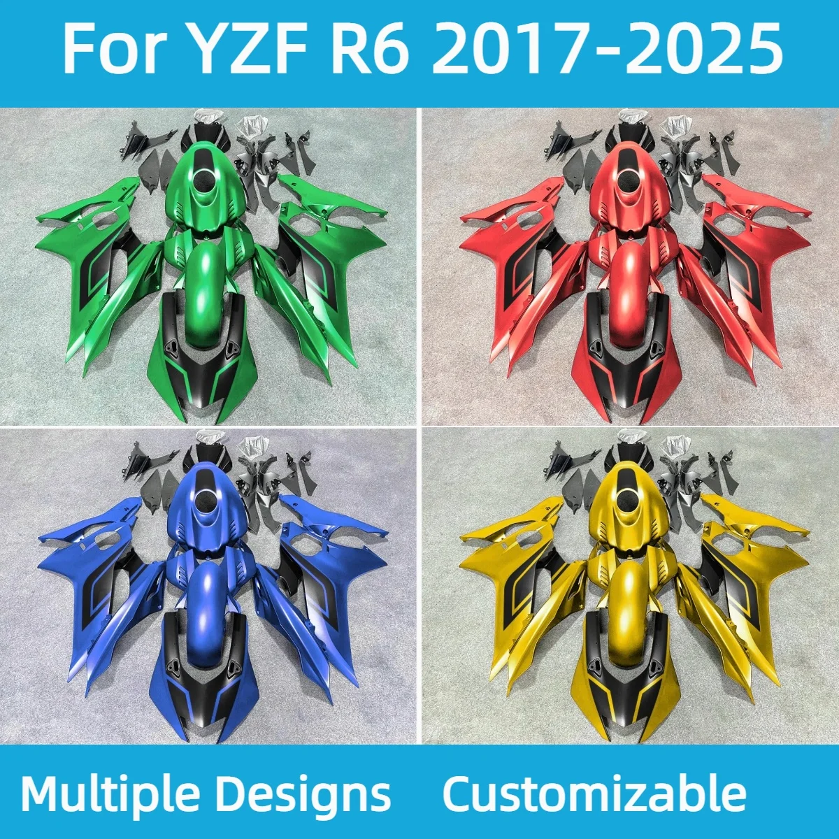 

Комплект обтекателей из АБС-пластика YZFR6 2017-2025, инъекционные обтекатели мотоцикла послепродажного обслуживания, комплект кузова для YAMAHA YZF R6 17-25