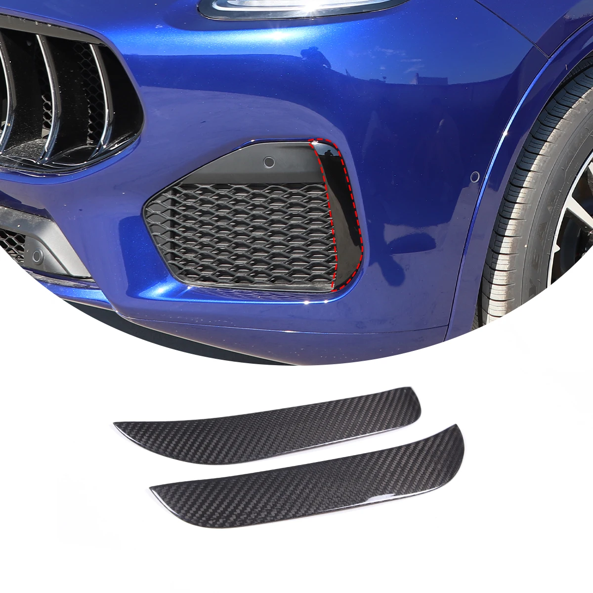 

For Maserati Grecale 2022-2023 Real Carbon Fiber Car Front Bumper Fog Lamp Frame Cover Trim Stickers Car Exterior Accessories