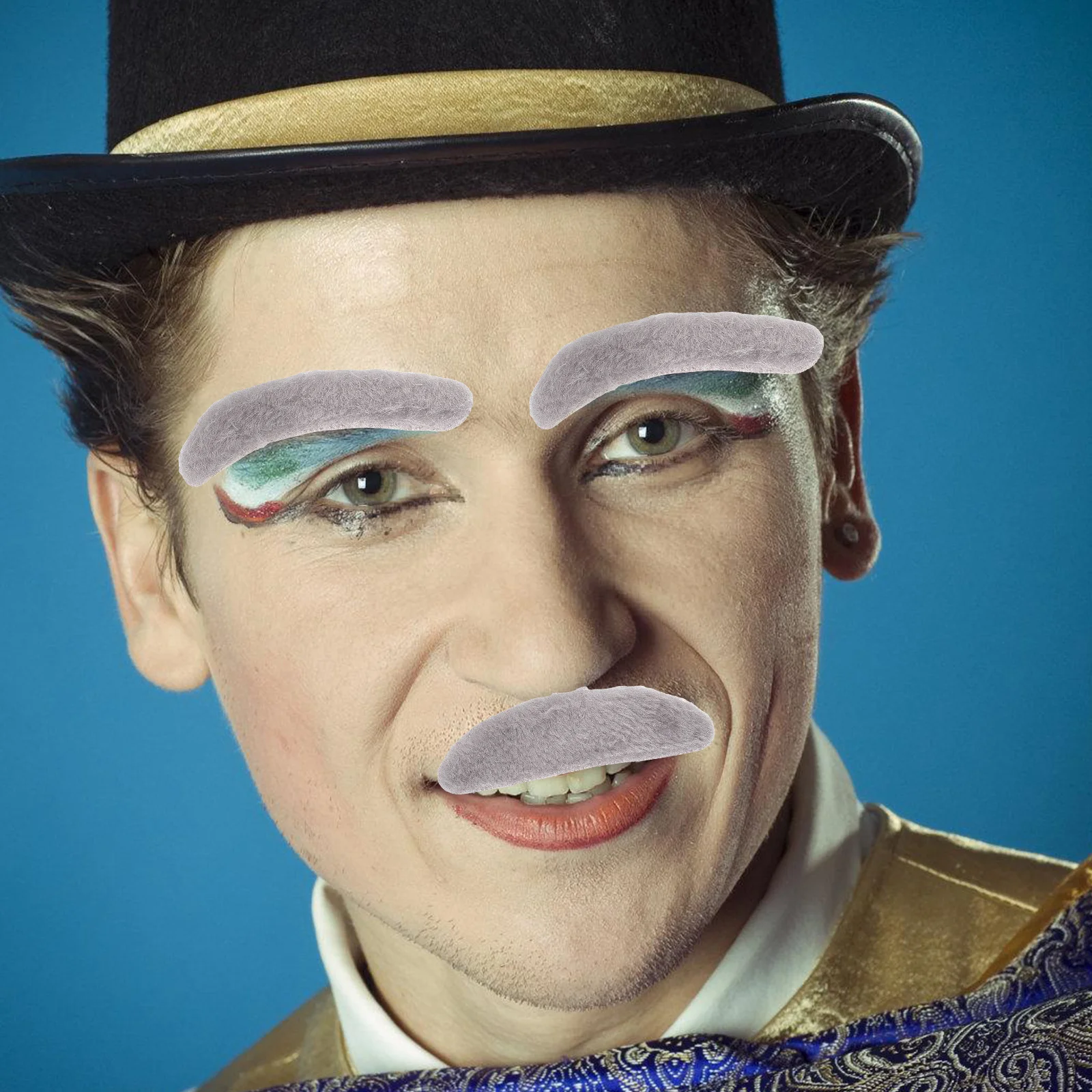 ชุดแต่งกายชายชรา 1 ชุด พร้อมเคราปลอม คิ้วปลอม แว่นตา อุปกรณ์เสริมคุณปู่สมจริงสำหรับฮาโลวีน คอสเพลย์ คิ้วปลอม