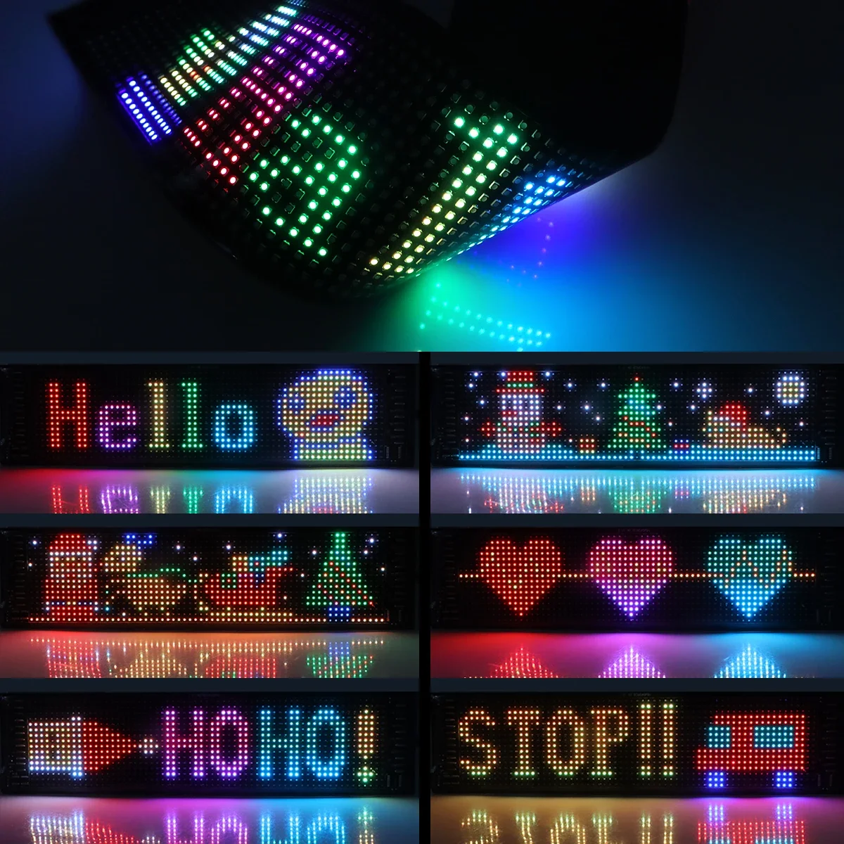 LED Custom Programmable  Sign USB 5V Bluetooth Logo Light Text Pattern Animation pixel block display car Scrolling Advertising