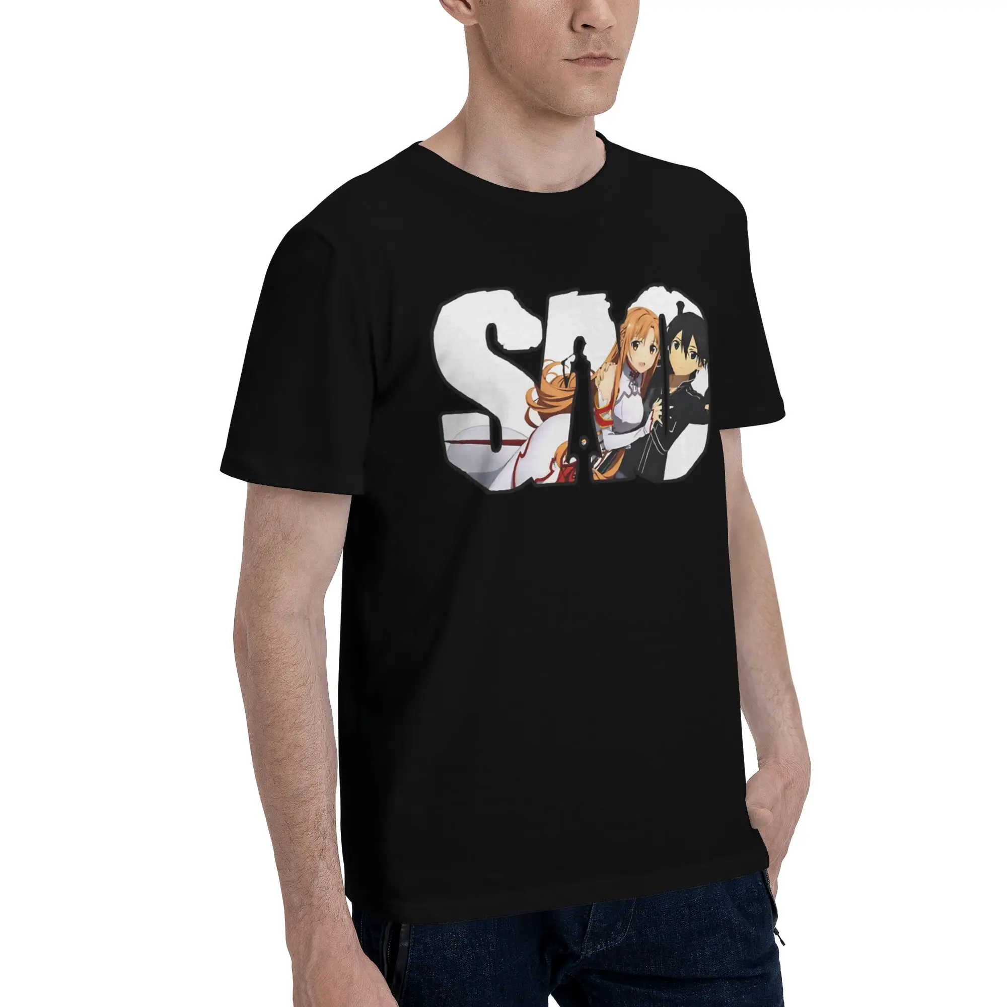 Asuna Kirito SAO  Novelty 100% Cotton T-Shirt Bandai SAO Tees Tops For Men