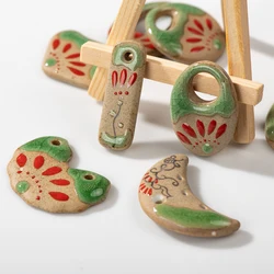 Vintage Pottery Hand-painted Antique Pendant High Temperature Ceramic DIY Accessories Beads Z026