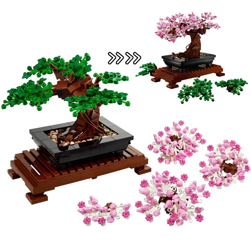 Creative Fit 10281 Bonsai Tree Flower Bouquet Building Blocks Model Diy Decor Immortal Plant Potted Bricks Toys for Kids Gifts