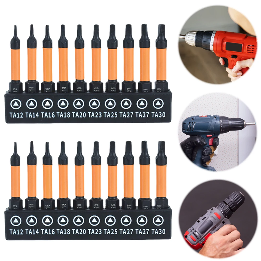 

10 PCS Triangle Bit Set Magnetic Head S2 Alloy Steel Triangle Screwdriver Bits Triangle Bits Screwdriver Bit TA12-TA30