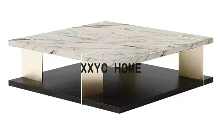 

Журнальный столик из нержавеющей стали с мраморной столешницей, простой креативный чайный столик, для итальянской гостиной, для дома, постмодерн