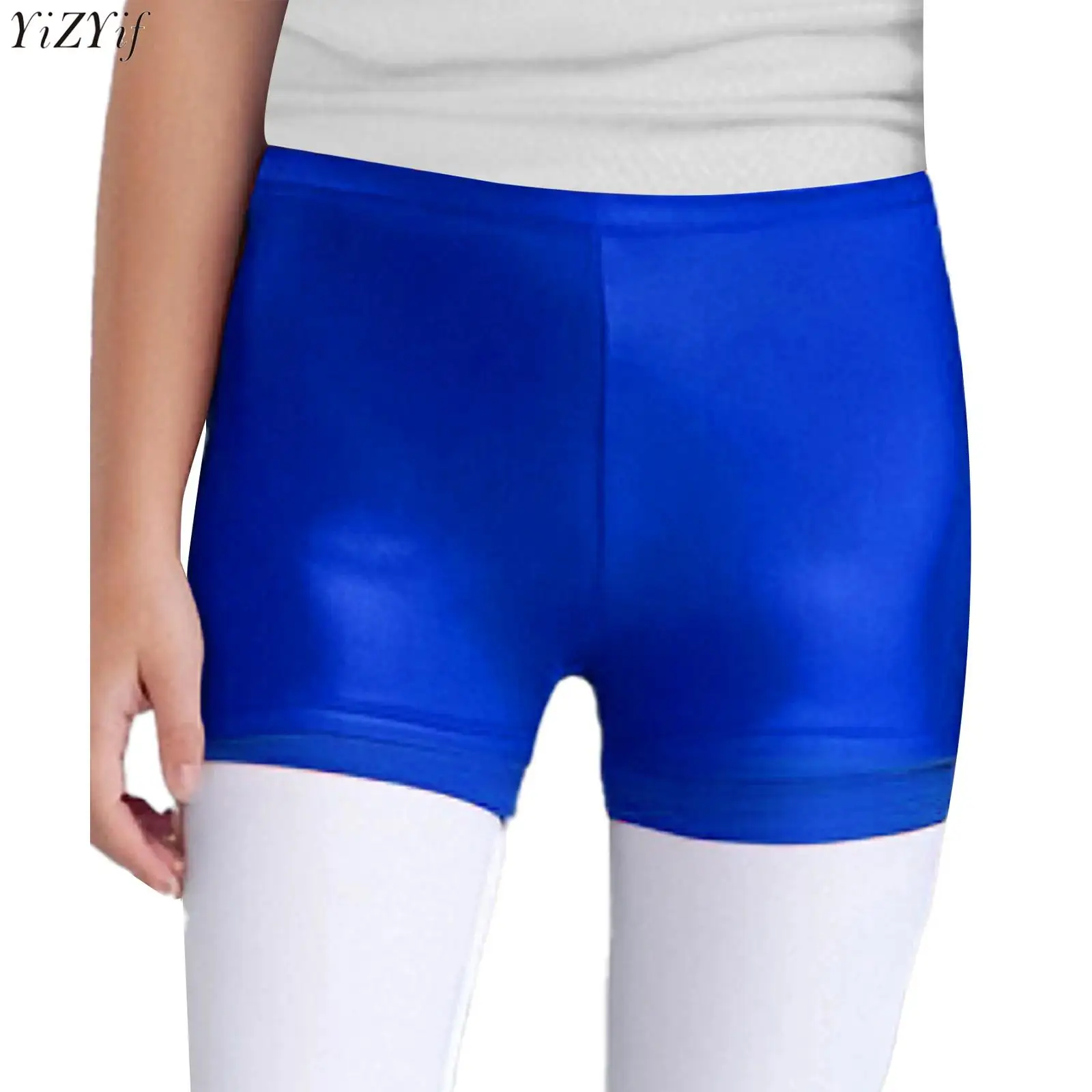 

Kids Girls Shorts Elastic Waistband Metallic Mini Dots Shorts Ballet Dance Bottoms Sports Gymnastics Figure Skating Performance