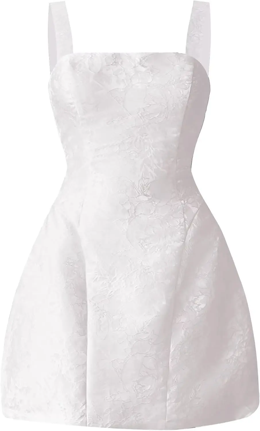 

Satin Embroidery Homecoming Dresses with Pockets Spaghetti Strap Square Neck Jacquard Mini Prom Cocktail Pary Dress