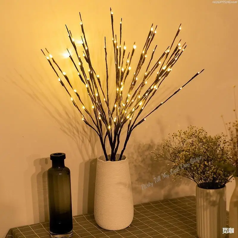 Super Bright 20 Bulbs LED Christmas Lights Cherry Blossom Branch Lights Lamp Tall Vase Twig Lighted Branch Wedding Decorative