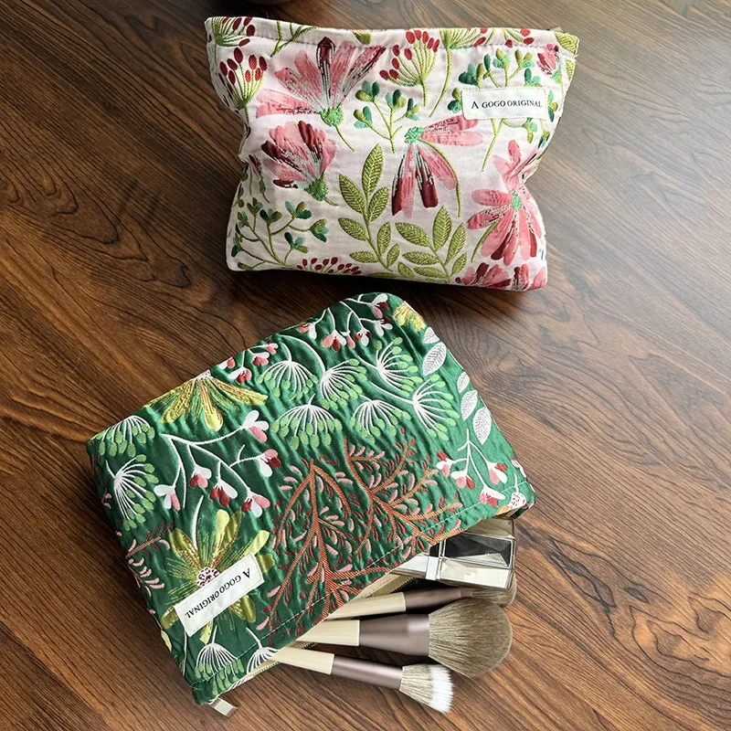 Bolsa de cosméticos Floral Ins, bolso de mano para mujer, bolsas de maquillaje, bolsas de almacenamiento portátiles para el cuidado de la piel, bolsa de aseo, bolsa de maquillaje, organizador de viaje