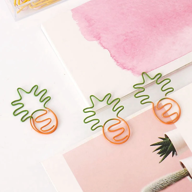 Plastic-Coated Two-Color Cute Shape Paper Clip Pineapple Bookmark Decoration Student Color Paper Clip