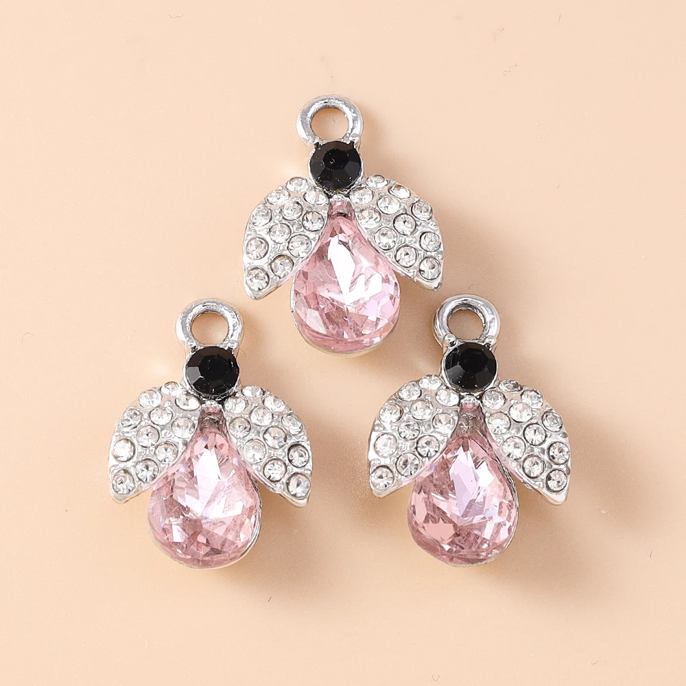 10 Stück 19*14mm wunderschöne Anhänger mit CZ-Kristall-Bienenmotiv für baumelnde Ohrringe, Halsketten, DIY-Schmuckherstellung, Zubehör – Detail 6