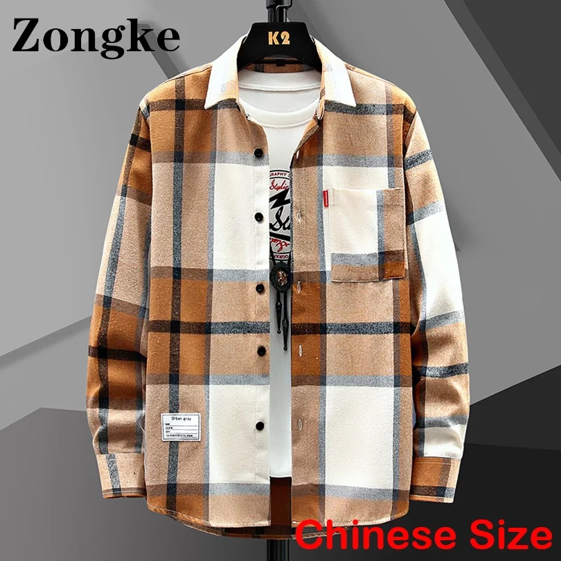 Plaid Shirts For Men Fashion Clothing Chinese Size M-3XL Mens Shirts Clothes Harajuku Vintage 2024 Spring New Arrivals