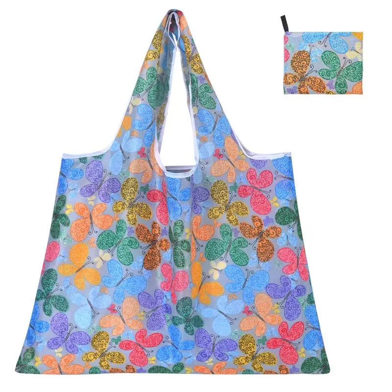 Large Capacity Shopping Bag, Printed Folding Storage Bag, Environmentally Friendly Portable Handbag, Korea Shopper Bag