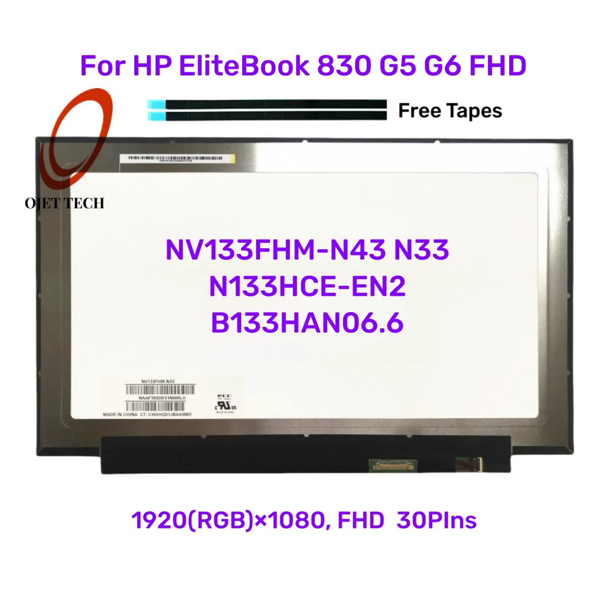 

For HP EliteBook 830 G5 G6 FHD 1920x1080 Display 30pins eDP 13.3 IPS Laptop LCD Screen NV133FHM-N43 N33 N133HCE-EN2 B133HAN06.6