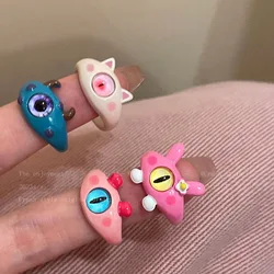 Punk eyes ring Cute Green Monster Ring per le donne Fashion Sweet Two Color Cat Eyes Open Couple Ring party Finger Accessories