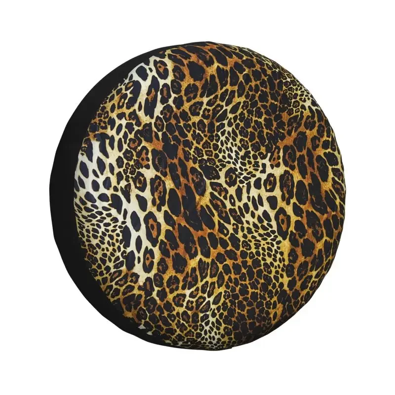 Brown Black And Beige Leopard Print Spare Tire Cover for Prado Jeep Animal 4WD 4x4 RV Car Wheel Protectors 14