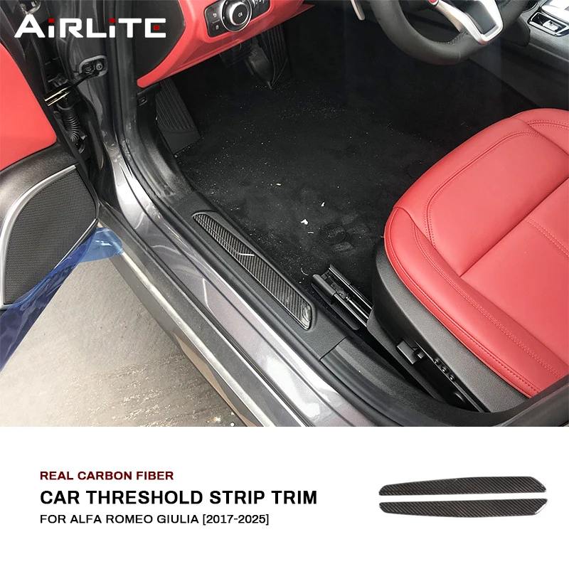 

For Alfa Romeo Giulia 2015-2025 Real Carbon Fiber Car Inside Outer Door Sill Welcome Pedal Scuff Plate Cover Trim Accessories