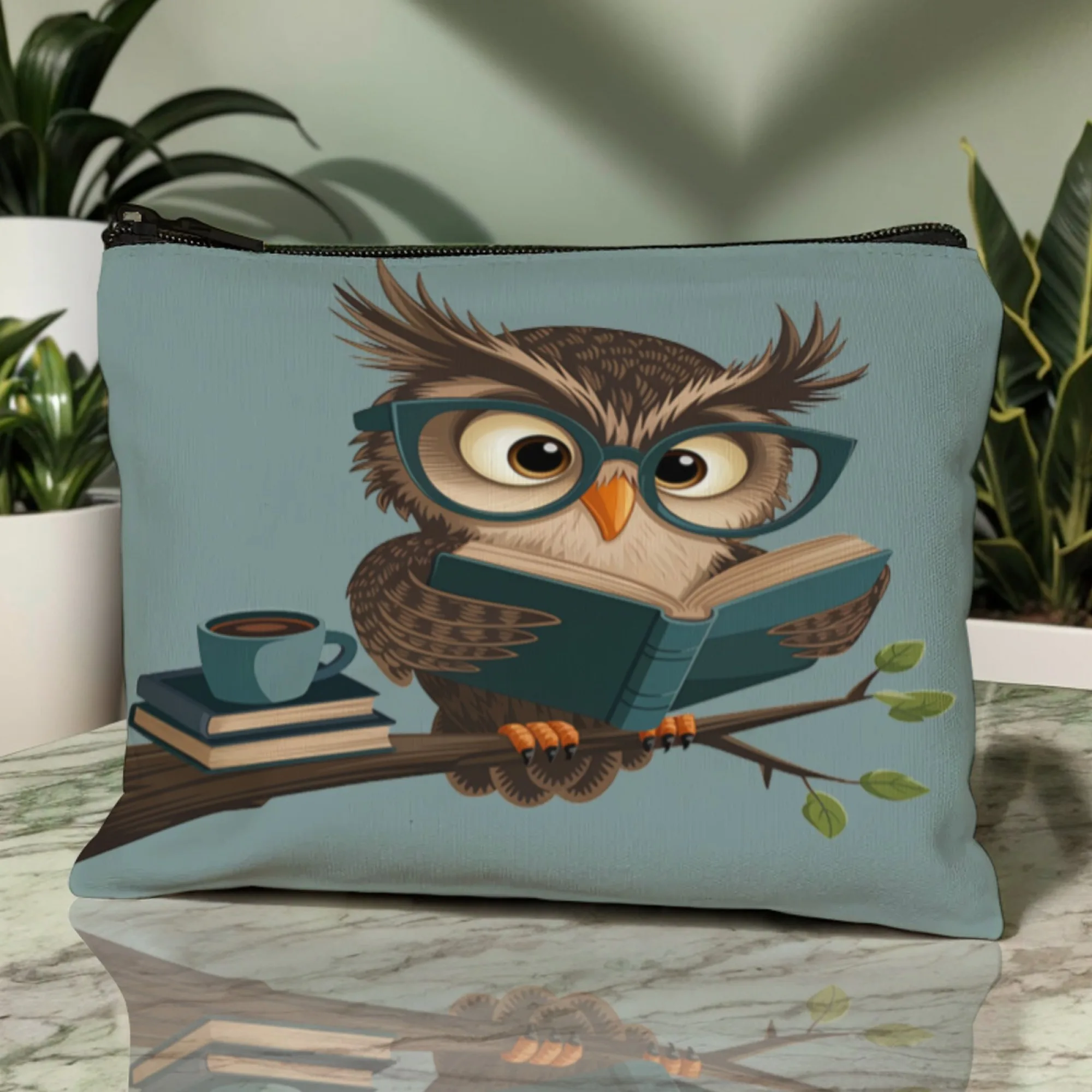 قماش حقائب مستحضرات التجميل سستة حامل بطاقة المفاتيح الكرتون طالب مقلمة محفظة نسائية للعملات المعدنية الكرتون الأكاديمي البومة حقيبة التخزين المحمولة #2