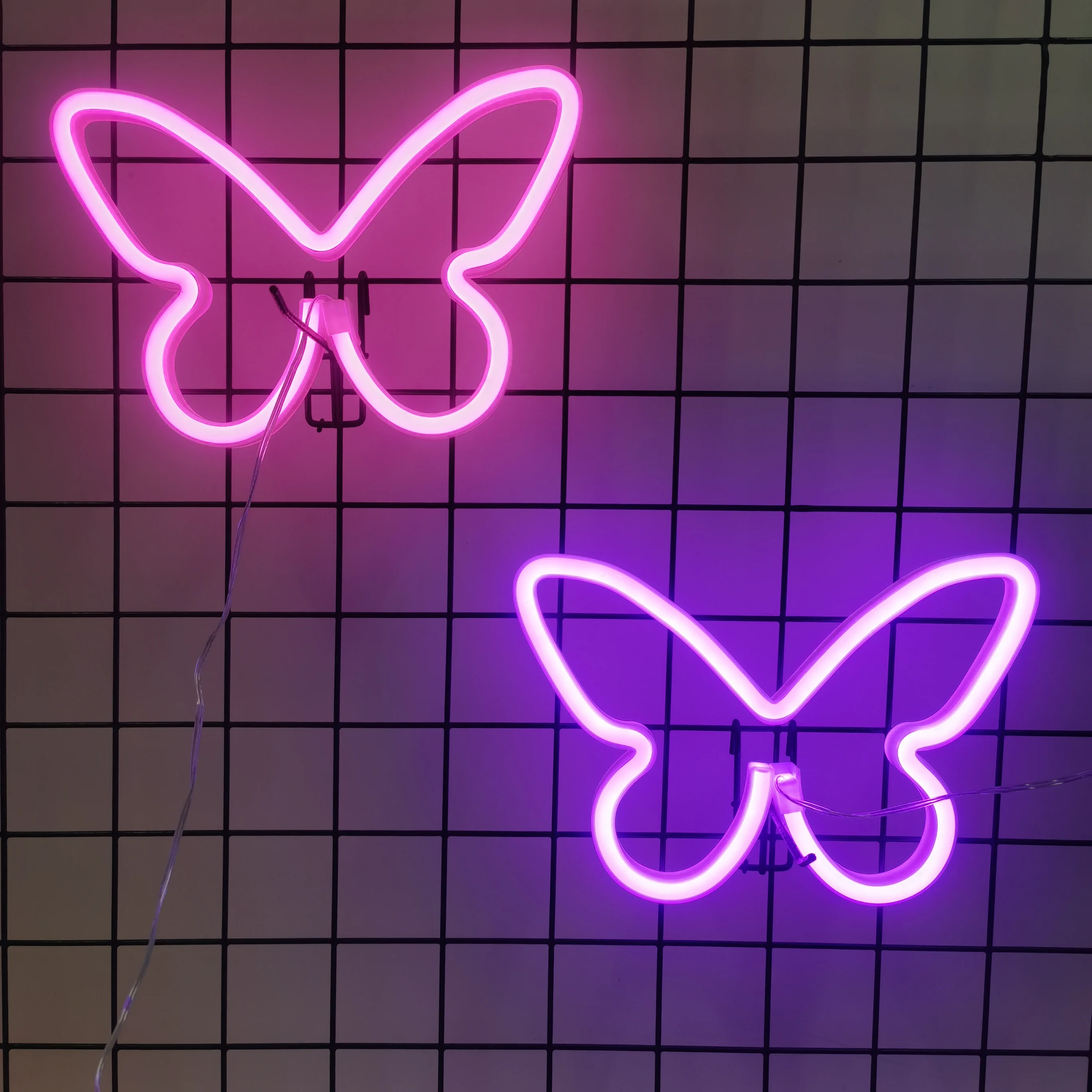 2pcs, butterfly neon light logo, USB/battery powered, bedroom wall decoration, birthday gift, wedding supplies, business gift