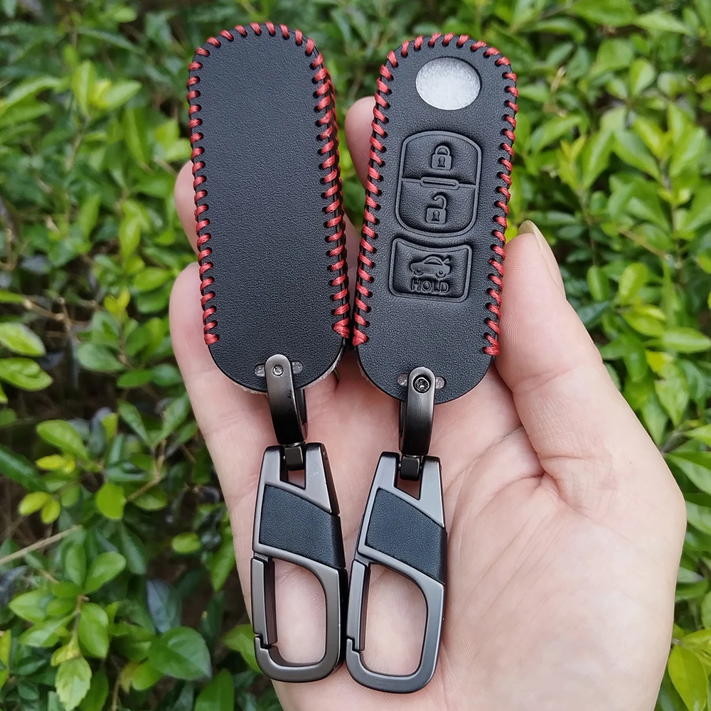 Leather Car Remote Key Cover Case Holder Fob for Mazda 2 3 6 Atenza Axela Demio CX-5 CX5 CX-3 CX7 CX-9 2015 2016 2017 2018 2019 view 4