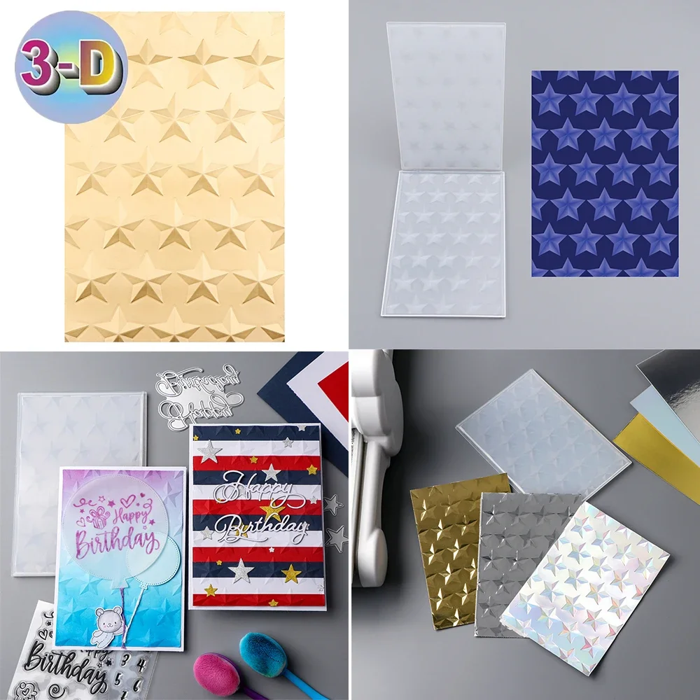 3D Embossing Folder Star Spangled Pattern Background For Adding Textured Detail To Paper Crafting Project Designs Making New