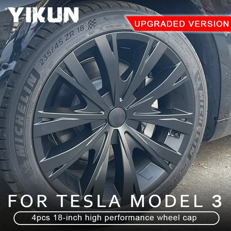 

4PCS HubCap for Tesla Model 3 Performance Wheel Cover 18 Inch Hub Cap Full Rim Protector Cover Accessories Wheel Cap 2018-2023