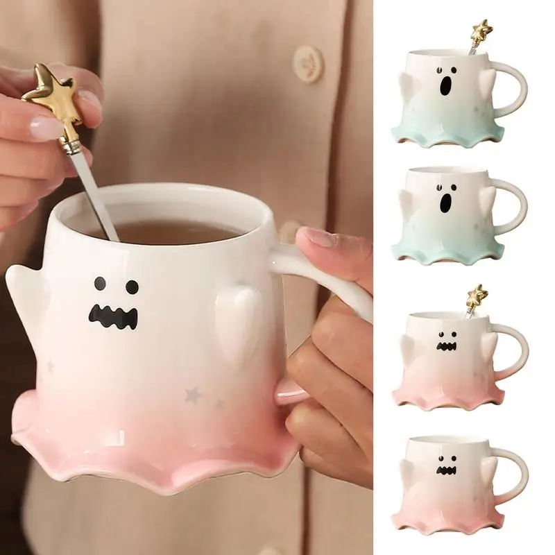 

Halloween Ghost Mug Cute Ghost Water Cup Creative Ceramic Coffee Milk Water Mug with handle Halloween Ghost Festival Gift