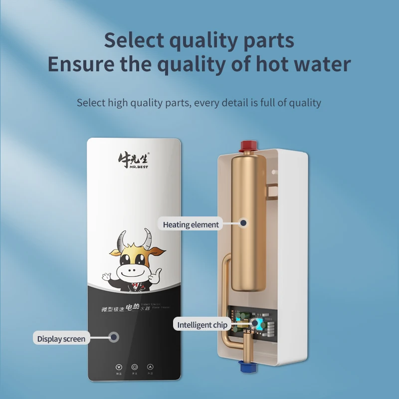 110V/220V Instant Water Heater 5.5KW 60Hz Wall-Mounted Electric Tankless Water Heater for Hot Water Shower Home Kitchen Bathroom