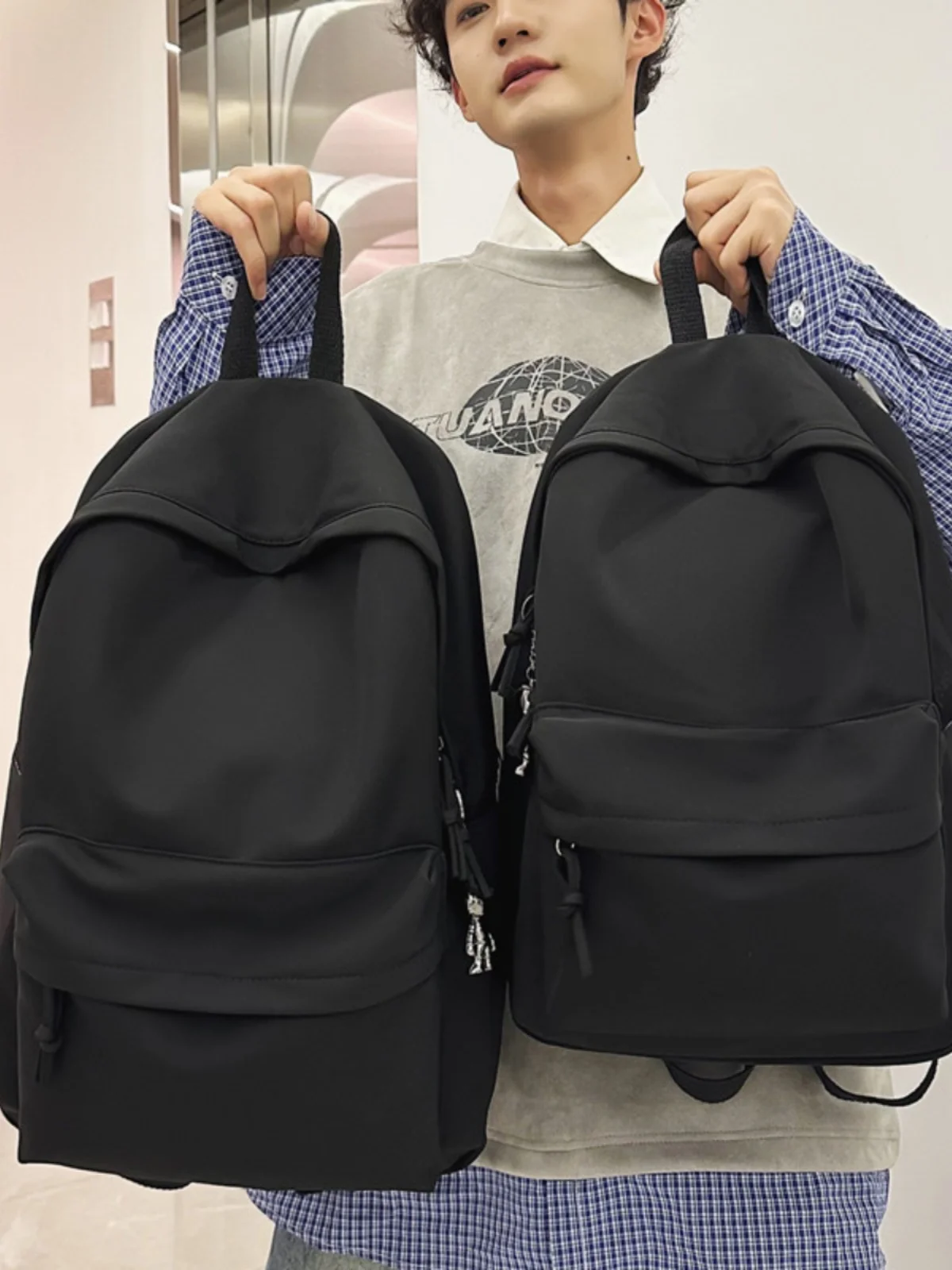 حقيبة ظهر للجنسين ذات سعة كبيرة، بسيطة وعصرية على الطراز الكوري لطلاب المدارس الثانوية والجامعات، حقيبة ظهر للرجال والنساء