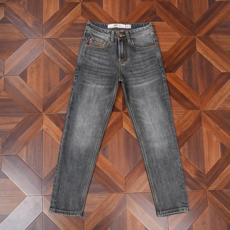 Men's Washed Denim Jeans | Smoke Gray Slim Straight Fit | High Quality Versatile Style Stretch Pants | 2026 Fall New Collection