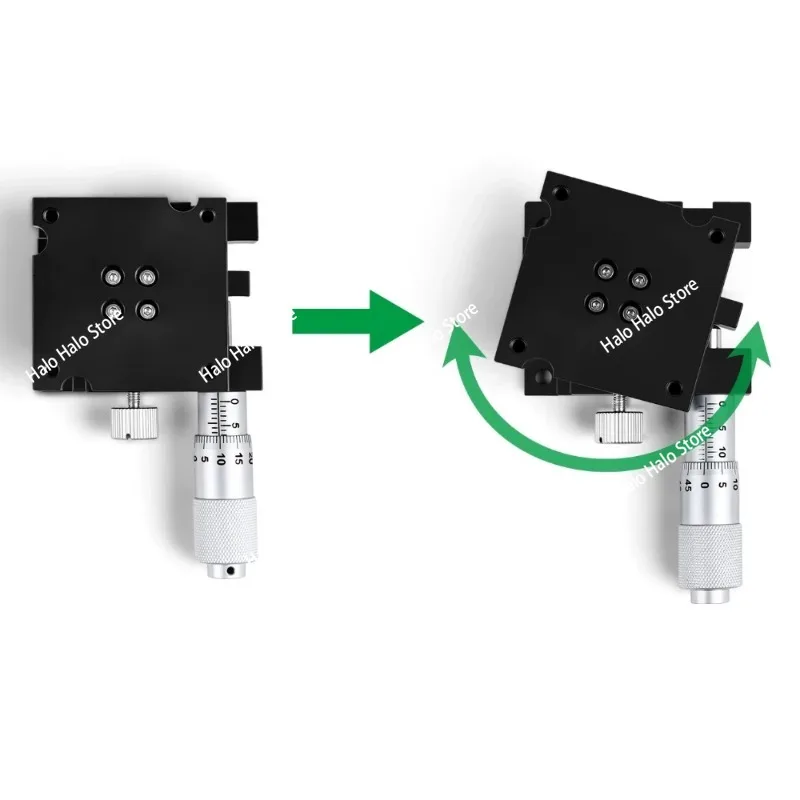 ELF21-40 Manual Rotary Positioning Stage, Precision Rotation Stage with Fine Adjustment, 40x40mm Square Table, ±10° Rotation