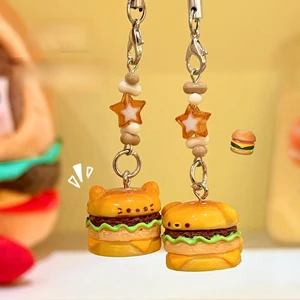 3 PCS Burger Pendse Cartoon 3D Colgante para gatos y cachorros Teléfono móvil colgante Rope Estudiante Estudiante 6 Mejores llaves de hamburguesas de ventas - №6