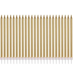 24pcs Gold/Rose Gold/silver Candles Cake Decoration Wedding Birthday Party Cake Decor Candles Supply
