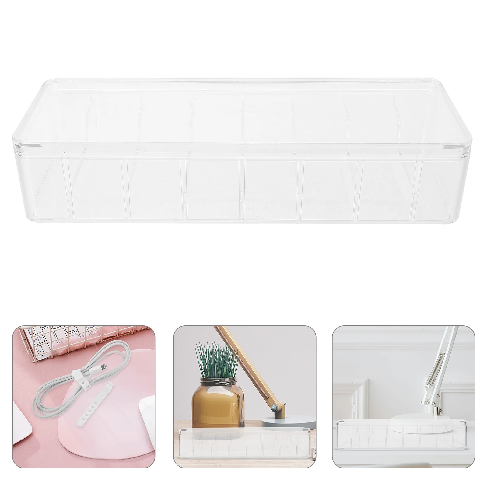 

1Set Cable Organizer Box Cord Storage Box Transparent Lid Partitioned Cord Case for Desk Organizer Cable Boxes