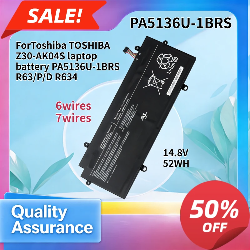 

PA5136U-1BRS 52WH Compatible with Toshiba TOSHIBA Z30-AK04S laptop battery PA5136U-1BRS R63/P/D R634